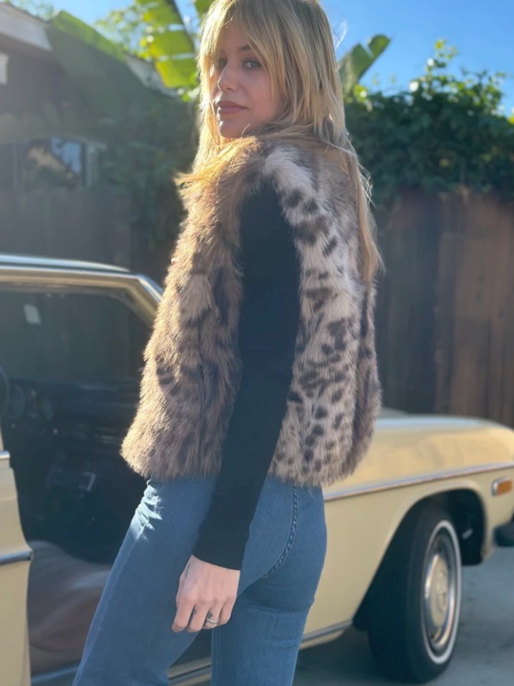 Stoned Immaculate Pallenberg Vest Faux Fur Leopard-Print Vest L